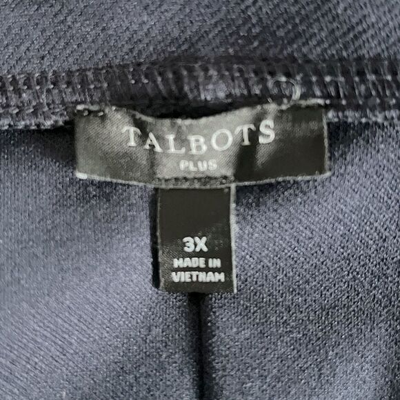 Talbots Plus 3X Navy Half-Zip Blouse Classic Lightweight Top, Workwear Essential - Picture 6 of 7